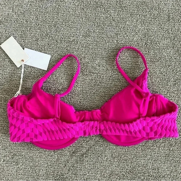 Good American Jacquard Demi Cup Bikini Top in Hawaiian Pink Size X- 6 - Picture 8 of 9